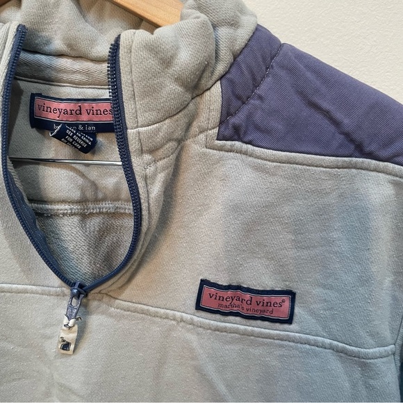 Vineyard Vines Gray and Blue Zip-Up Sweater - Picture 2 of 5